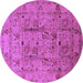 Round Machine Washable Oriental Purple Industrial Area Rugs, wshurb644pur