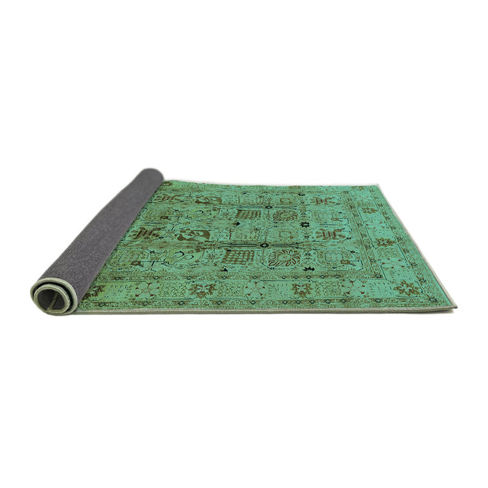Sideview of Oriental Turquoise Industrial Rug, urb644turq
