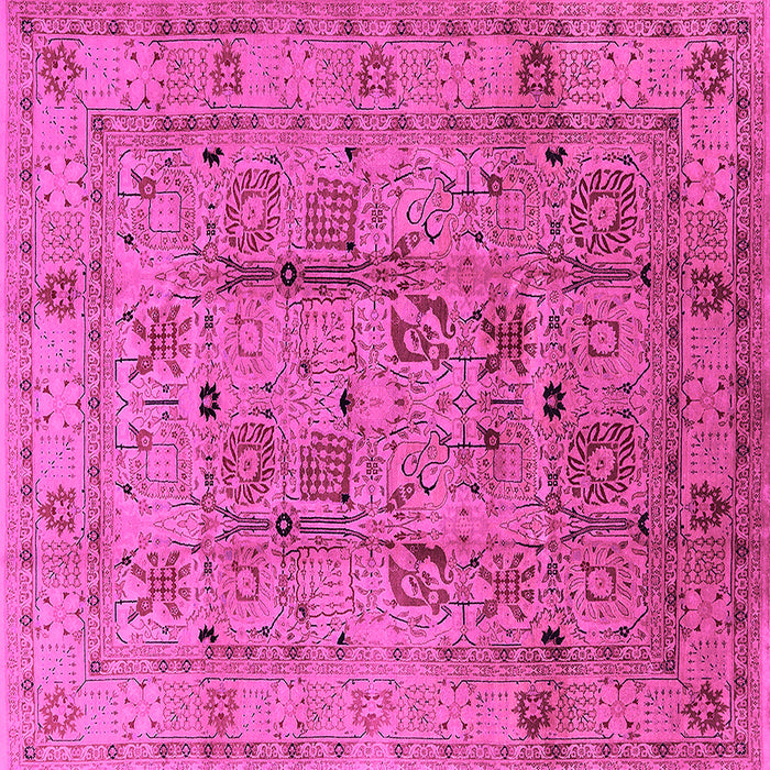 Square Machine Washable Oriental Pink Industrial Rug, wshurb644pnk