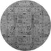 Round Oriental Gray Industrial Rug, urb644gry