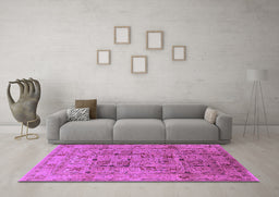 Machine Washable Oriental Purple Industrial Area Rugs in a Living Room, wshurb644pur