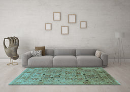 Machine Washable Oriental Light Blue Industrial Rug in a Living Room, wshurb644lblu