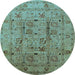 Round Oriental Light Blue Industrial Rug, urb644lblu