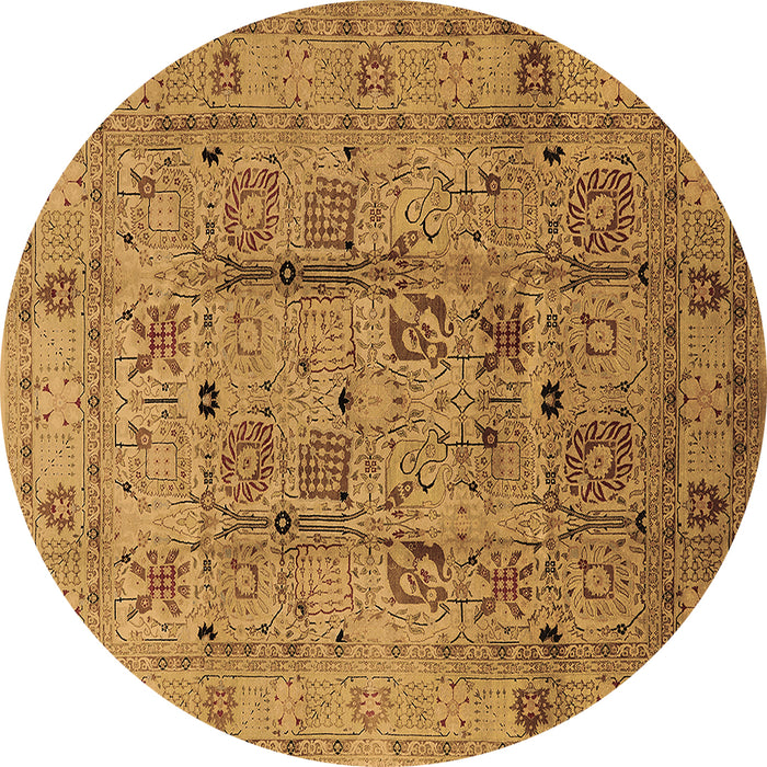 Round Oriental Brown Industrial Rug, urb644brn
