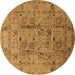 Round Oriental Brown Industrial Rug, urb644brn