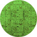 Round Oriental Green Industrial Rug, urb644grn