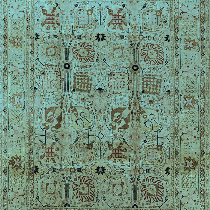 Machine Washable Oriental Light Blue Industrial Rug, wshurb644lblu