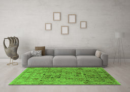 Machine Washable Oriental Green Industrial Area Rugs in a Living Room,, wshurb644grn