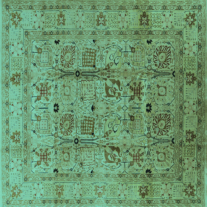 Square Machine Washable Oriental Turquoise Industrial Area Rugs, wshurb644turq