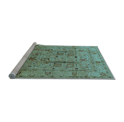 Sideview of Machine Washable Oriental Light Blue Industrial Rug, wshurb644lblu