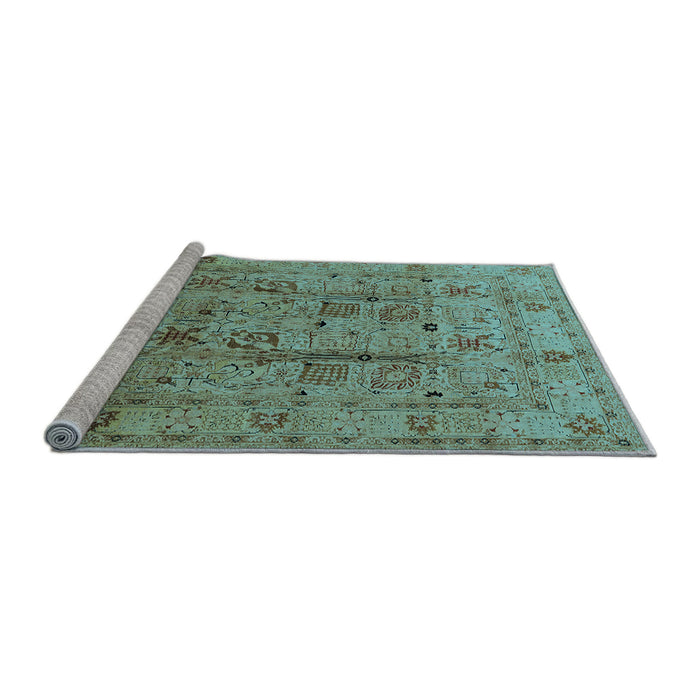 Sideview of Machine Washable Oriental Light Blue Industrial Rug, wshurb644lblu