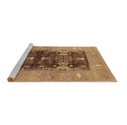 Sideview of Machine Washable Oriental Brown Industrial Rug, wshurb645brn