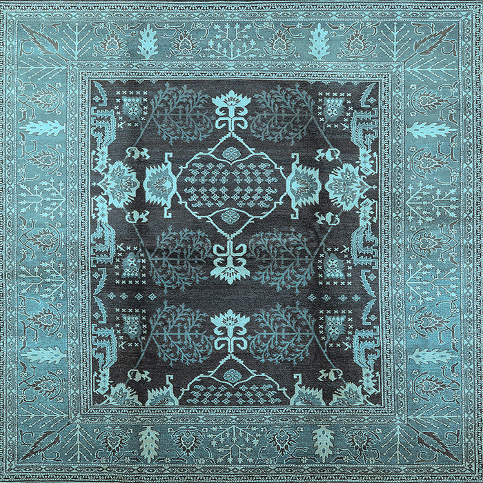 Square Machine Washable Oriental Light Blue Industrial Rug, wshurb645lblu