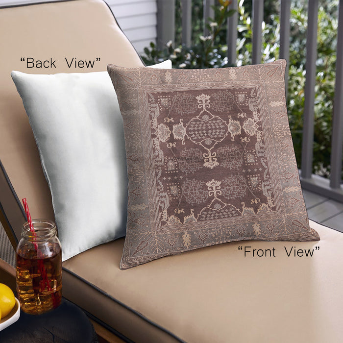 Front View of Mid-Century Modern Urban Square Dark Salmon Pink Throw Pillow, 18 inch by 18 inch, pwurb645