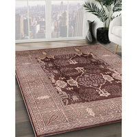 Mid-Century Modern Dark Salmon Pink Oriental Rug, urb645