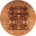 Round Oriental Orange Industrial Rug, urb645org