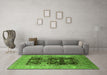 Machine Washable Oriental Green Industrial Area Rugs in a Living Room,, wshurb645grn
