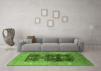 Machine Washable Oriental Green Industrial Rug, wshurb645grn