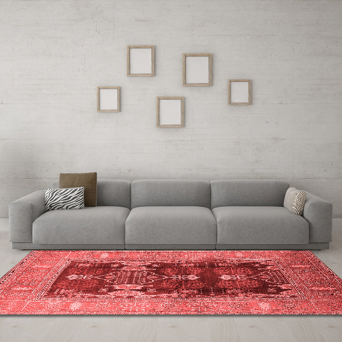 Industrial Red Washable Rugs