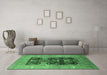 Machine Washable Oriental Emerald Green Industrial Area Rugs in a Living Room,, wshurb645emgrn