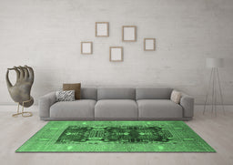Machine Washable Oriental Emerald Green Industrial Area Rugs in a Living Room,, wshurb645emgrn