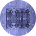 Round Oriental Blue Industrial Rug, urb645blu