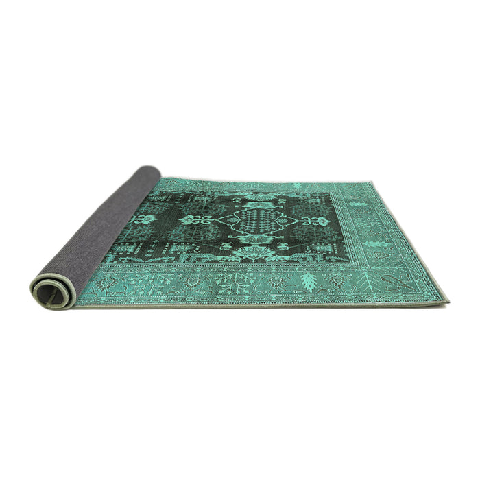 Sideview of Oriental Turquoise Industrial Rug, urb645turq