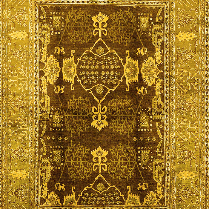 Machine Washable Oriental Yellow Industrial Rug, wshurb645yw