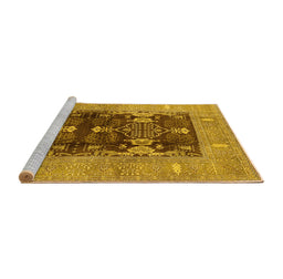 Sideview of Machine Washable Oriental Yellow Industrial Rug, wshurb645yw