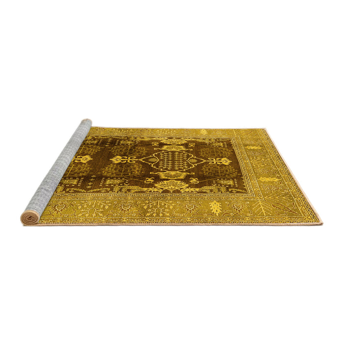 Sideview of Machine Washable Oriental Yellow Industrial Rug, wshurb645yw