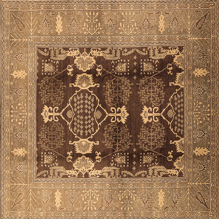 Square Machine Washable Oriental Brown Industrial Rug, wshurb645brn