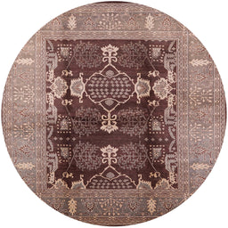 Round Machine Washable Industrial Modern Dark Salmon Pink Rug, wshurb645