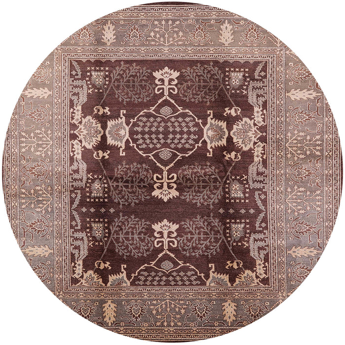 Round Machine Washable Industrial Modern Dark Salmon Pink Rug, wshurb645