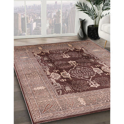 Machine Washable Industrial Modern Dark Salmon Pink Rug in a Family Room, wshurb645