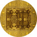 Round Oriental Yellow Industrial Rug, urb645yw