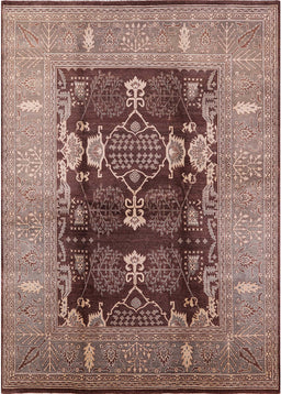 Mid-Century Modern Dark Salmon Pink Oriental Rug, urb645