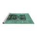 Sideview of Machine Washable Oriental Turquoise Industrial Area Rugs, wshurb645turq