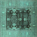 Square Oriental Turquoise Industrial Rug, urb645turq