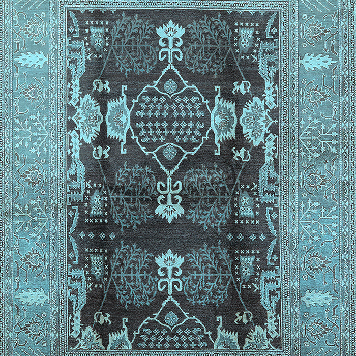 Machine Washable Oriental Light Blue Industrial Rug, wshurb645lblu