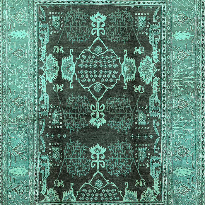 Machine Washable Oriental Turquoise Industrial Area Rugs, wshurb645turq