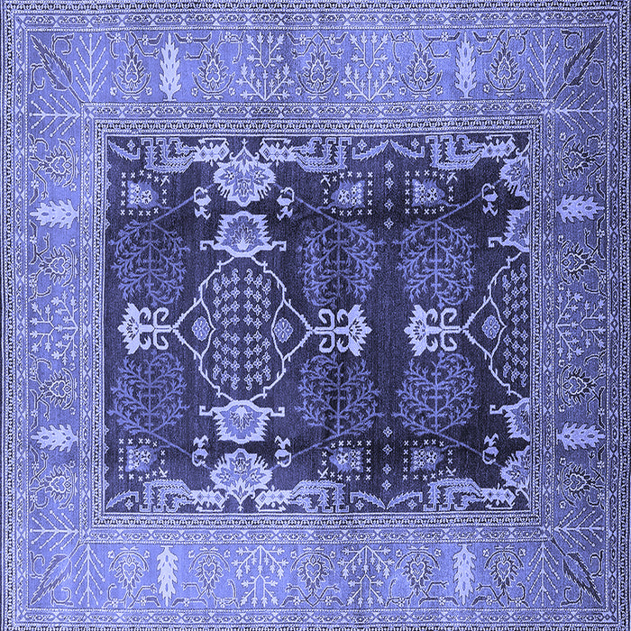 Square Machine Washable Oriental Blue Industrial Rug, wshurb645blu