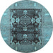 Round Oriental Light Blue Industrial Rug, urb645lblu