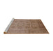 Sideview of Machine Washable Industrial Modern Light Copper Gold Rug, wshurb646