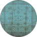 Round Oriental Light Blue Industrial Rug, urb646lblu