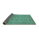 Sideview of Oriental Turquoise Industrial Rug, urb646turq