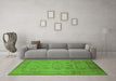 Machine Washable Oriental Green Industrial Area Rugs in a Living Room,, wshurb646grn