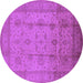 Round Machine Washable Oriental Purple Industrial Area Rugs, wshurb646pur