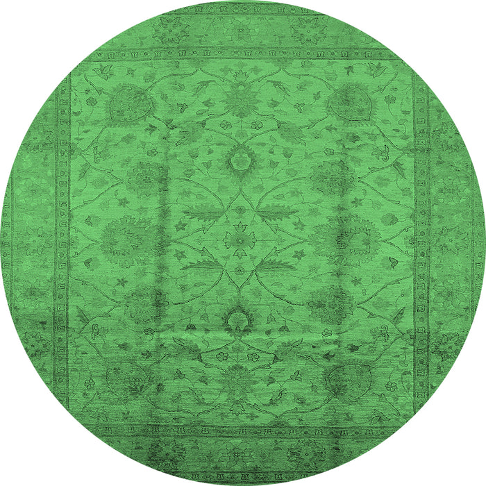 Round Oriental Emerald Green Industrial Rug, urb646emgrn