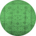 Round Oriental Emerald Green Industrial Rug, urb646emgrn