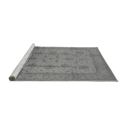 Sideview of Machine Washable Oriental Gray Industrial Rug, wshurb646gry